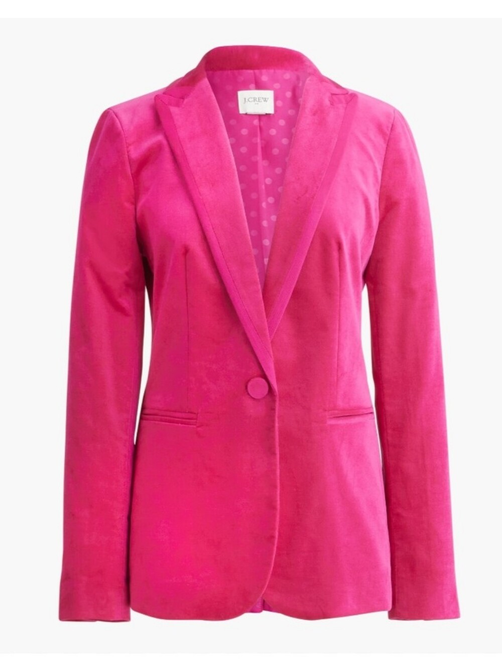 J. Crew | Berry Pink Velvet One Button Blazer